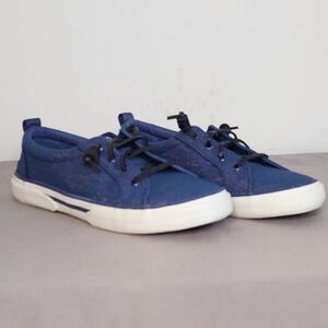 Sperry Navy Canvas Sneakers Casual Boat Shoes Comfort Lace Up Women's Size 7